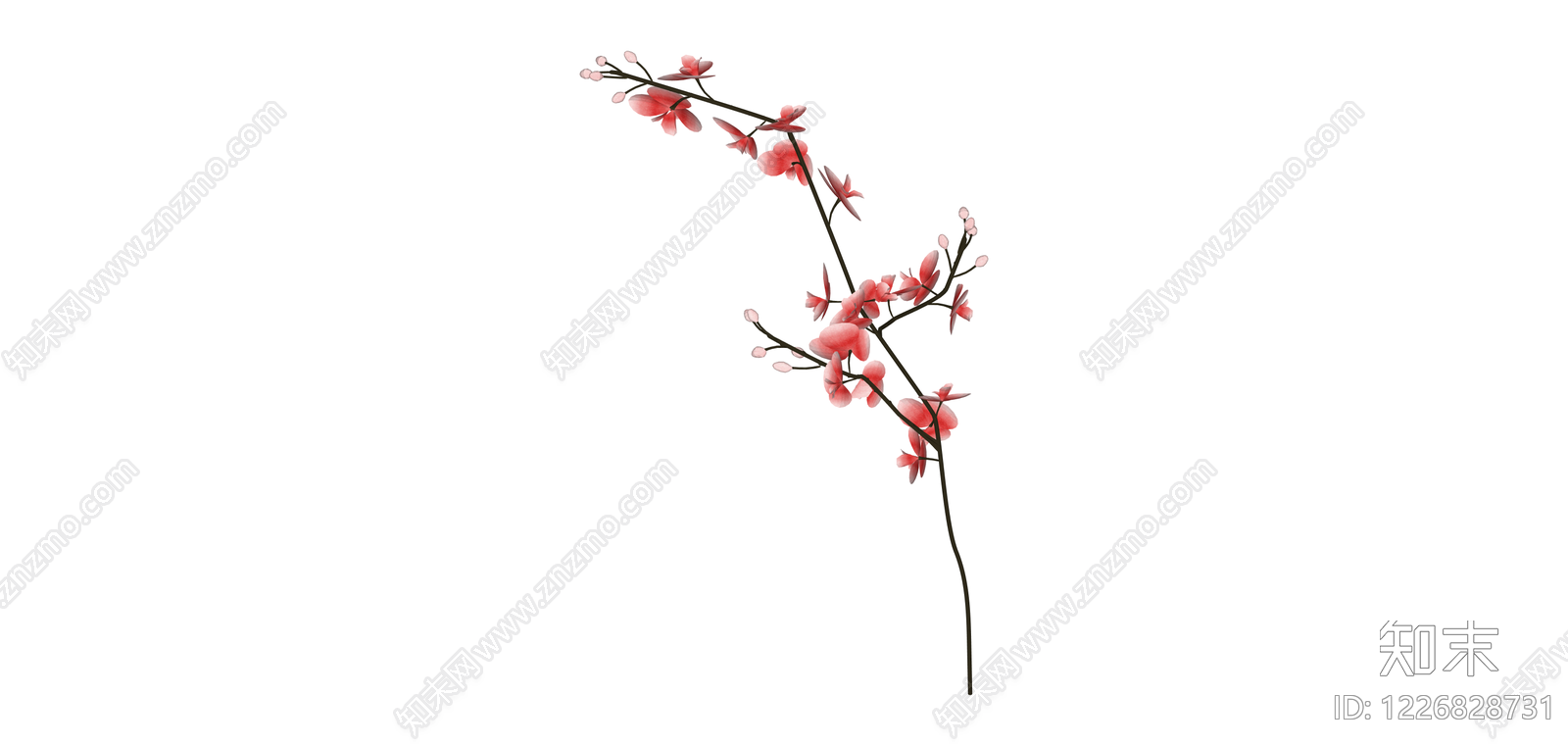 粉色仿真花艺枝条SU模型下载【ID:1226828731】