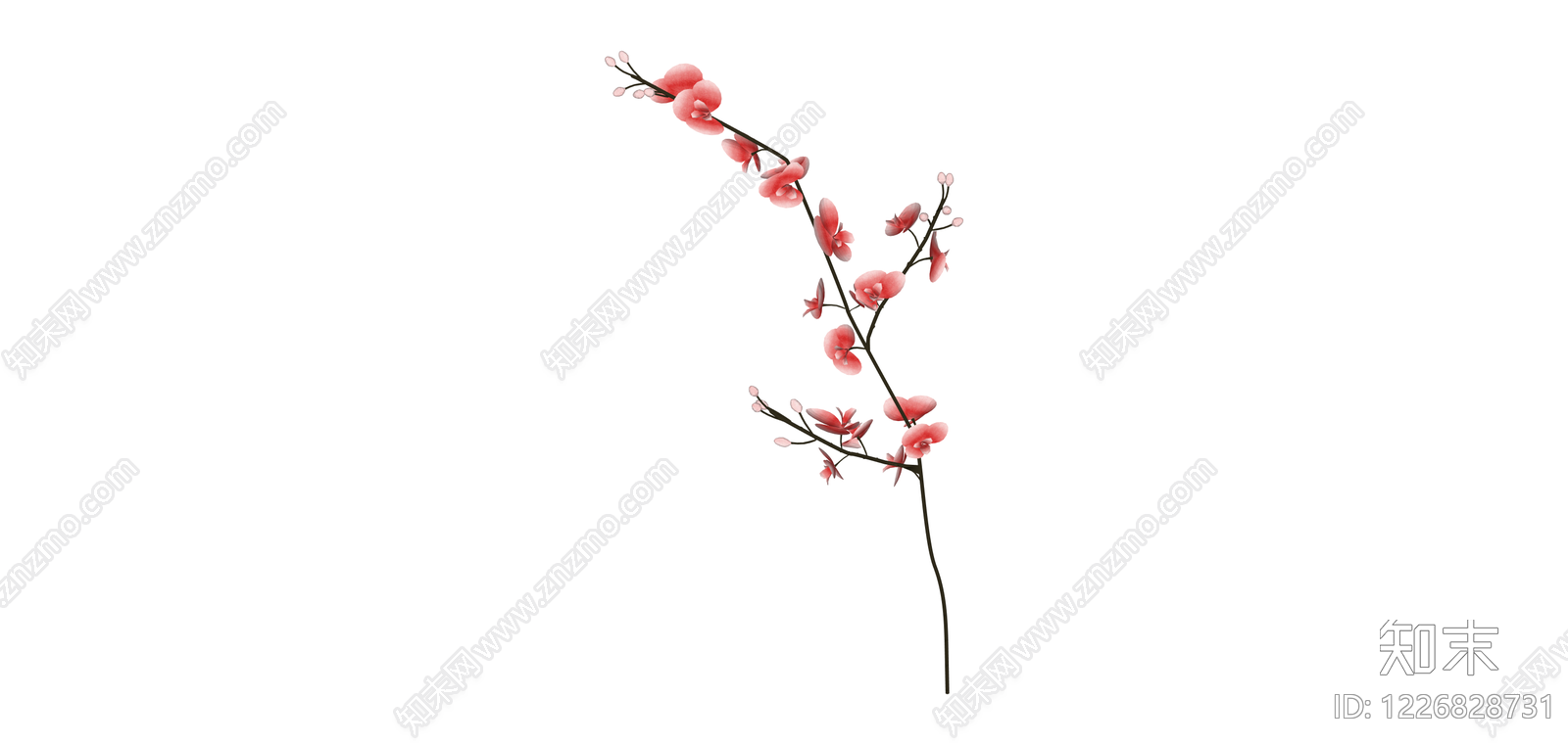 粉色仿真花艺枝条SU模型下载【ID:1226828731】