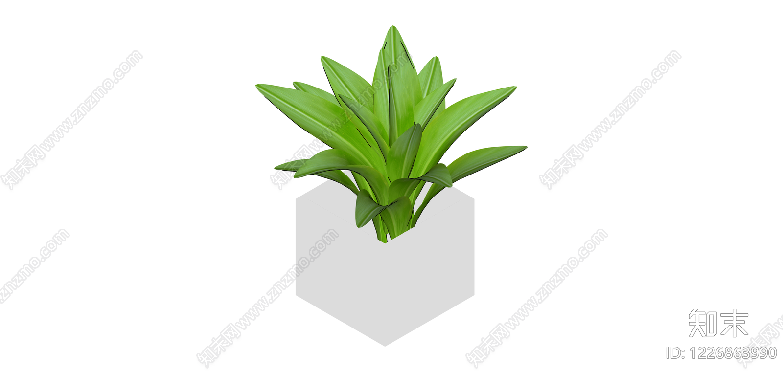 白色方盆绿植SU模型下载【ID:1226863990】