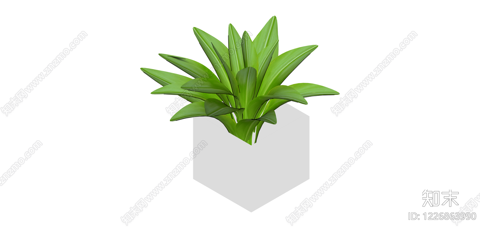 白色方盆绿植SU模型下载【ID:1226863990】