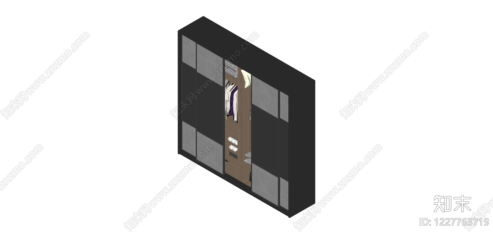 现代推拉门衣柜SU模型下载【ID:1227763719】