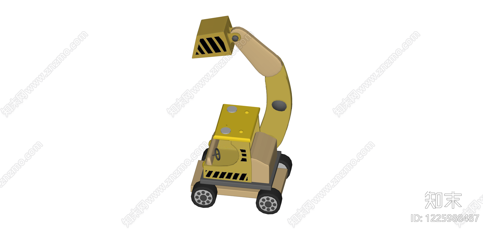 卡通风格挖掘机模型SU模型下载【ID:1225988487】