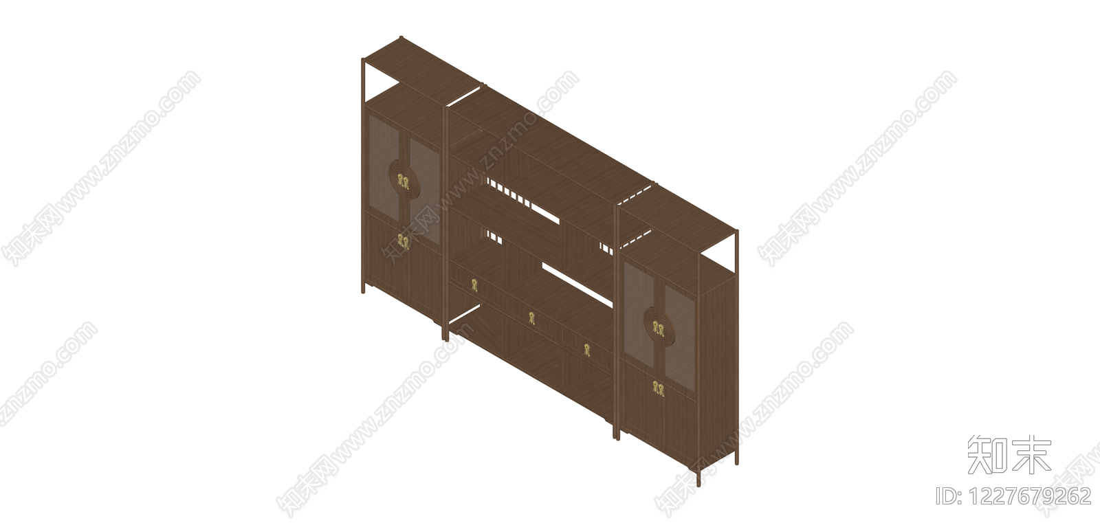 中式实木隔断柜SU模型下载【ID:1227679262】