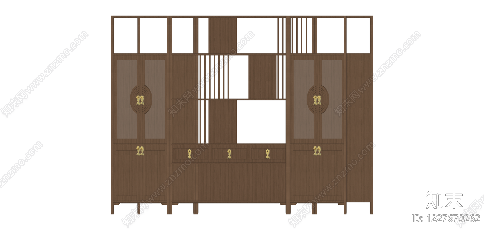 中式实木隔断柜SU模型下载【ID:1227679262】