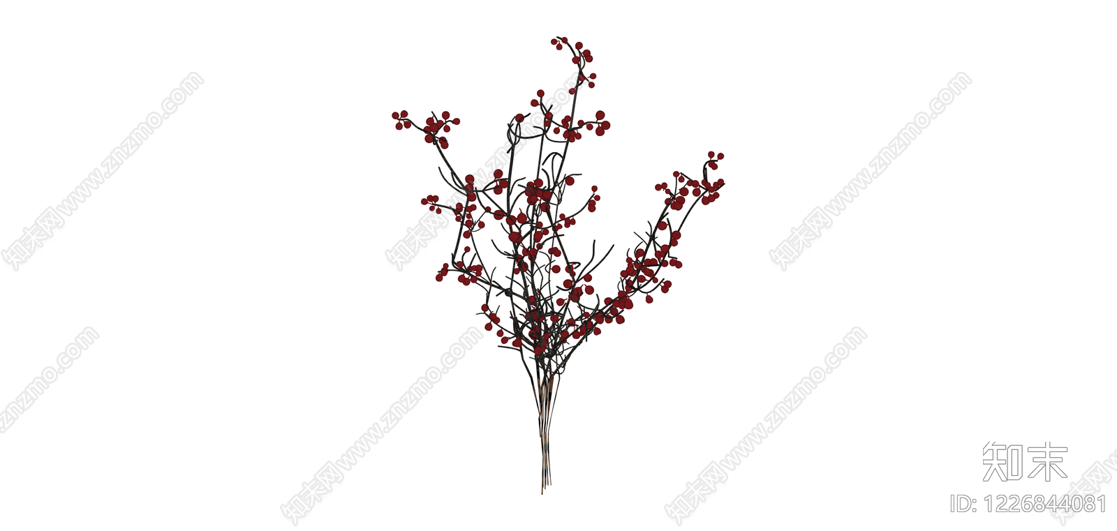 红色浆果干枝花艺SU模型下载【ID:1226844081】