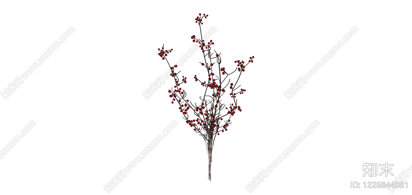 红色浆果干枝花艺SU模型下载【ID:1226844081】