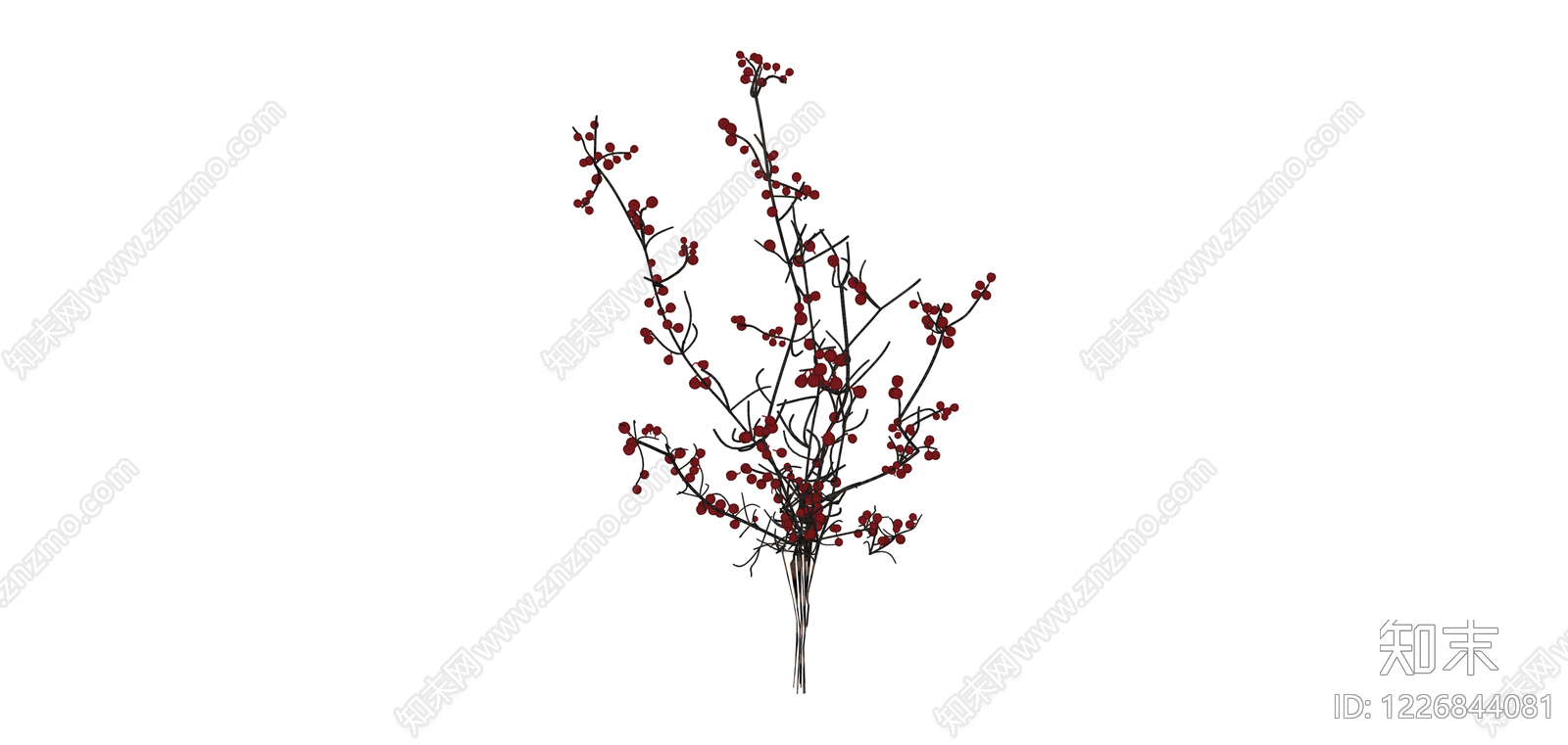 红色浆果干枝花艺SU模型下载【ID:1226844081】