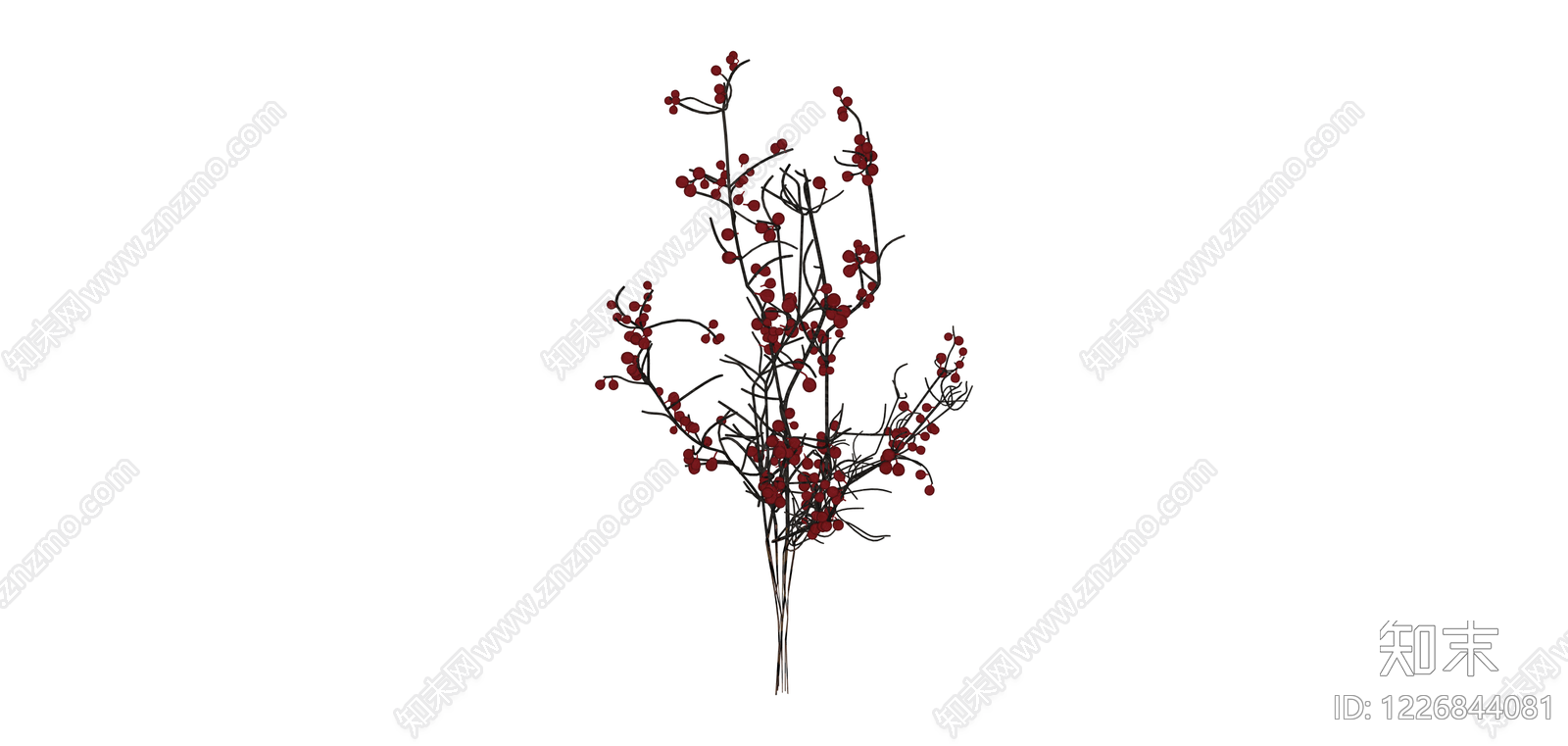 红色浆果干枝花艺SU模型下载【ID:1226844081】