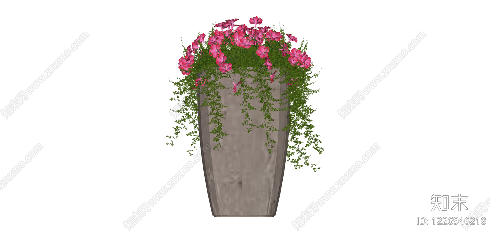带粉色花卉的灰色花箱SU模型下载【ID:1226946218】