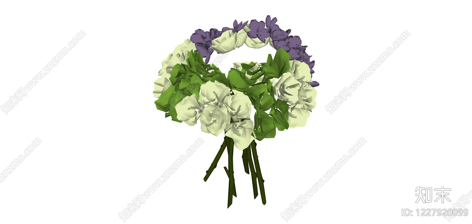 紫白配色花艺组合SU模型下载【ID:1227920099】