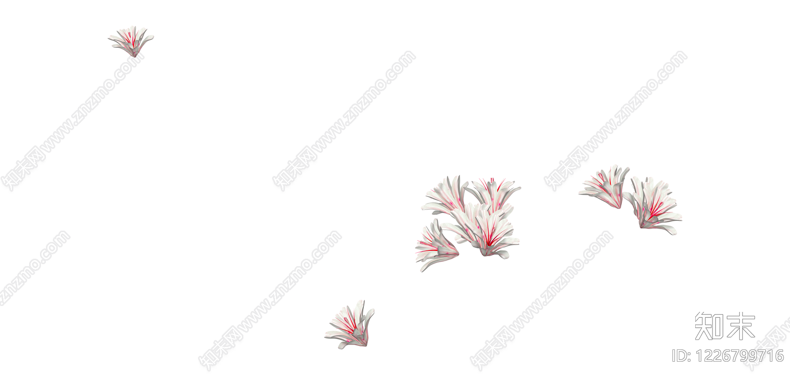 白色带红纹花艺组合SU模型下载【ID:1226799716】