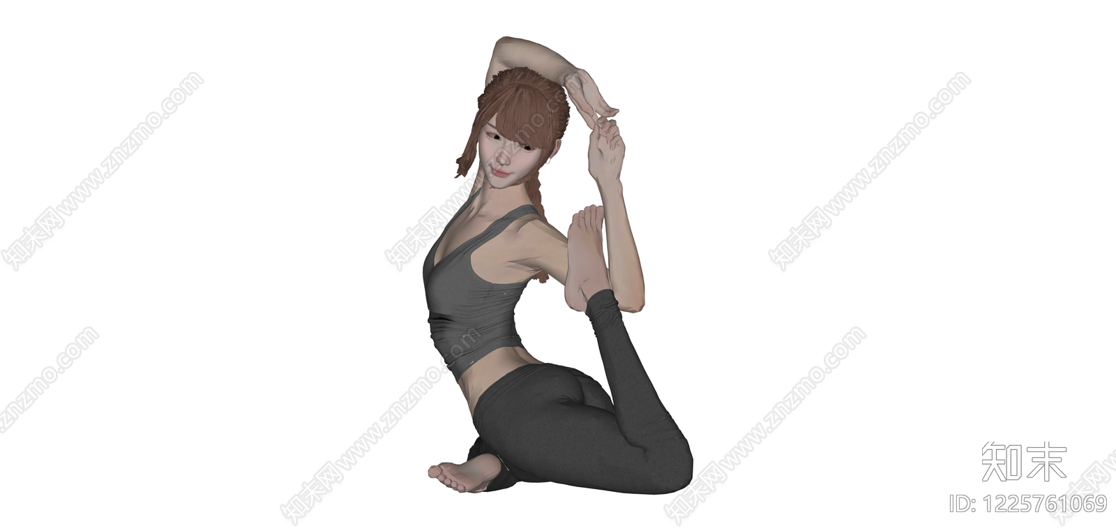 做瑜伽姿势的女性人物SU模型下载【ID:1225761069】