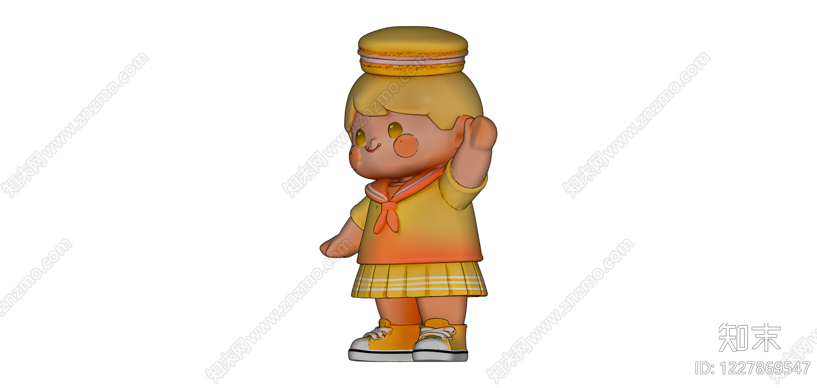 戴马卡龙帽子的人物模型SU模型下载【ID:1227869547】