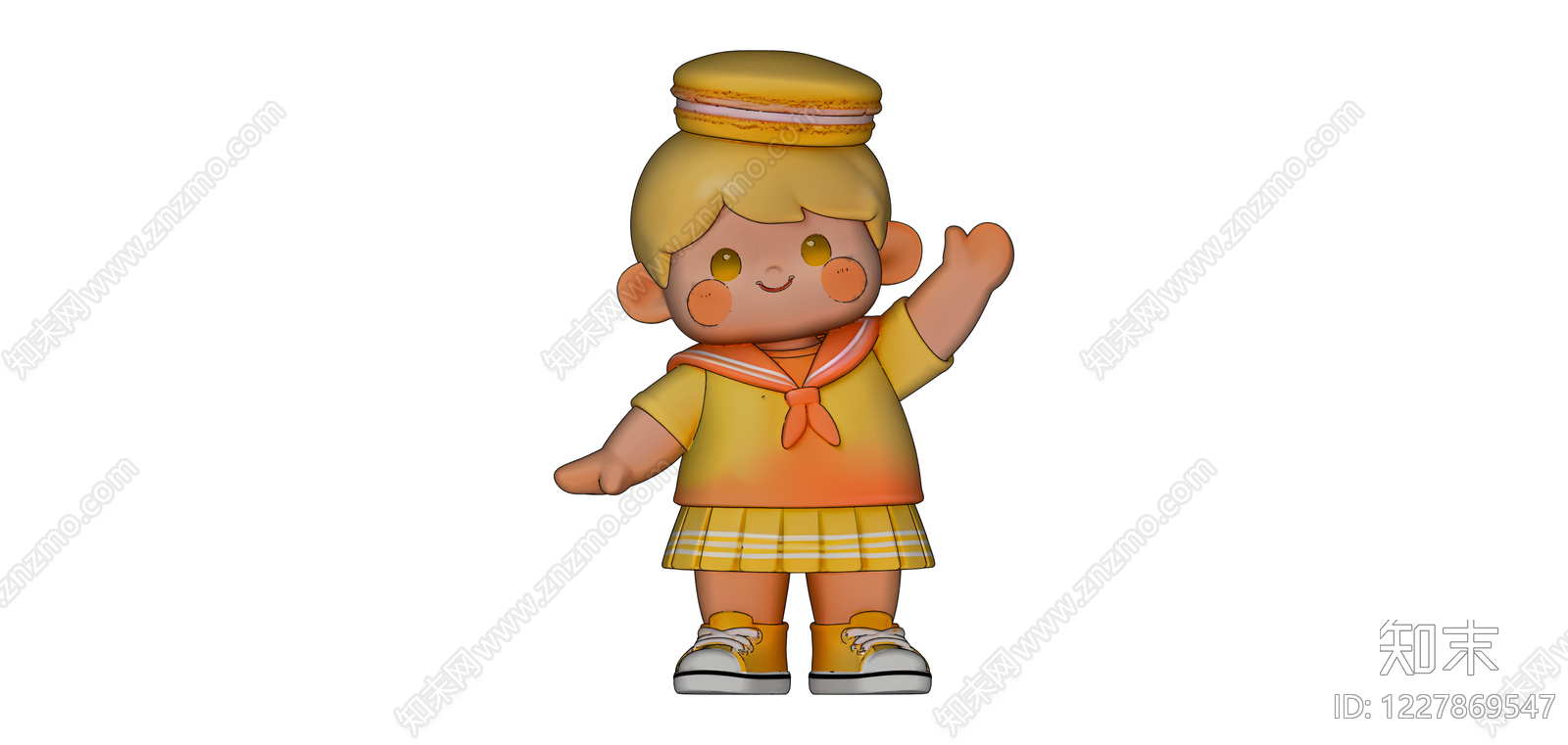 戴马卡龙帽子的人物模型SU模型下载【ID:1227869547】