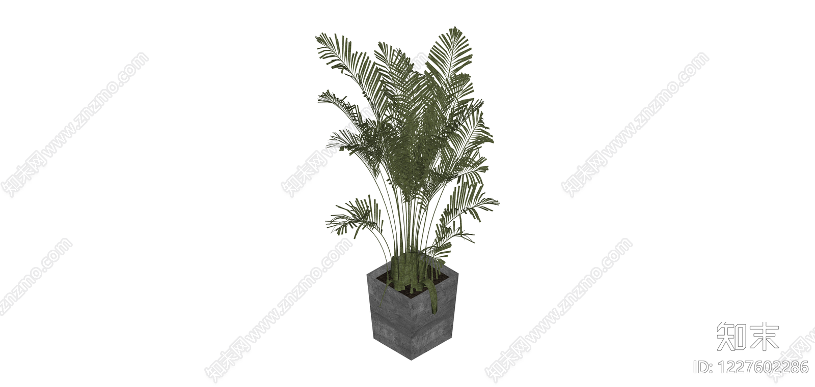 方形水泥盆绿植盆栽SU模型下载【ID:1227602286】