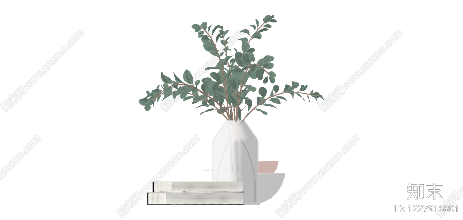 花艺书籍组合摆件SU模型下载【ID:1227916801】