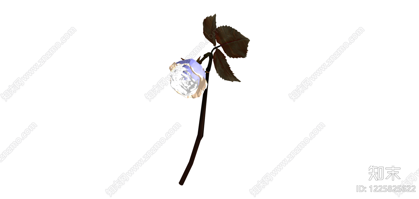 蓝色单支玫瑰花模型SU模型下载【ID:1225825622】
