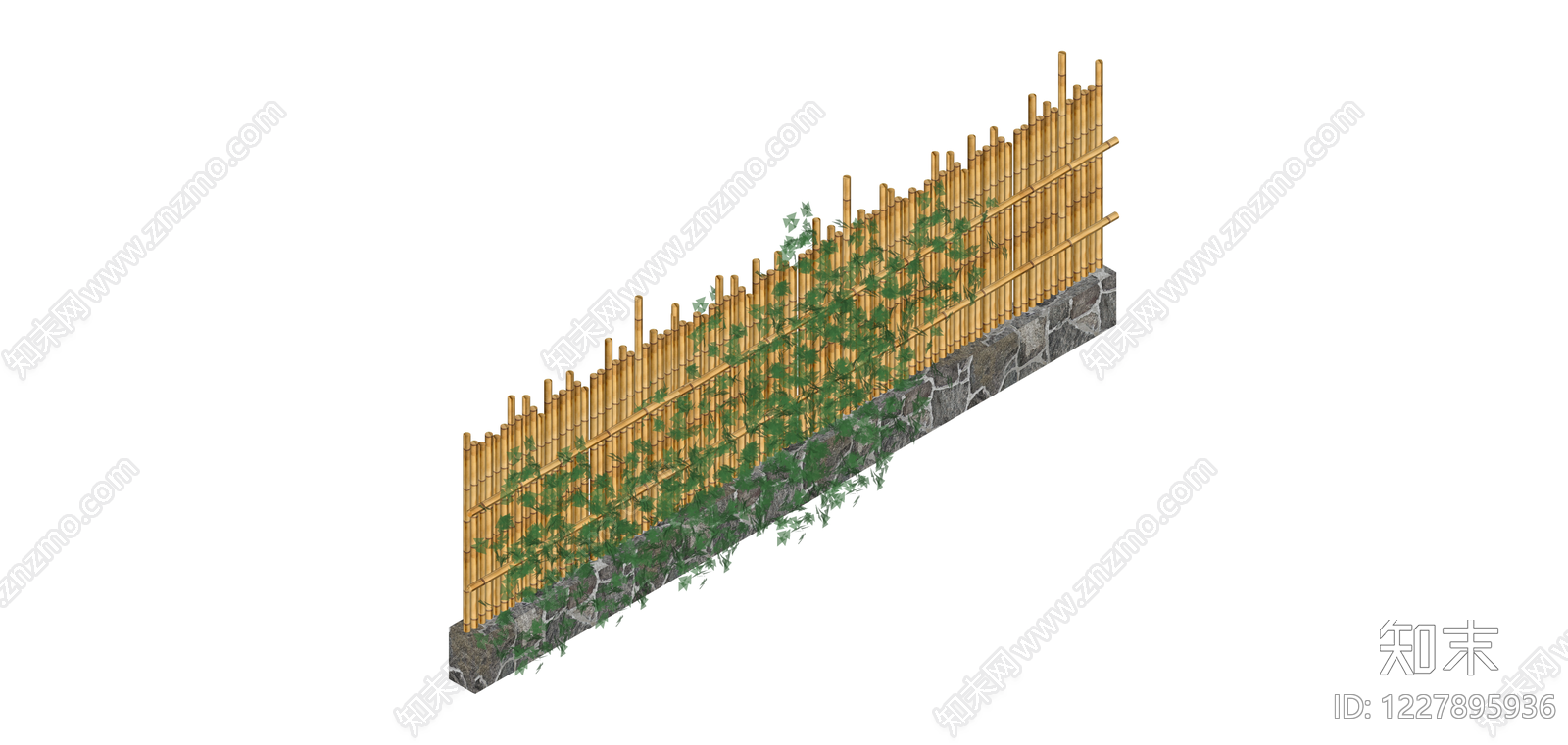 带石基竹篱笆景观SU模型下载【ID:1227895936】