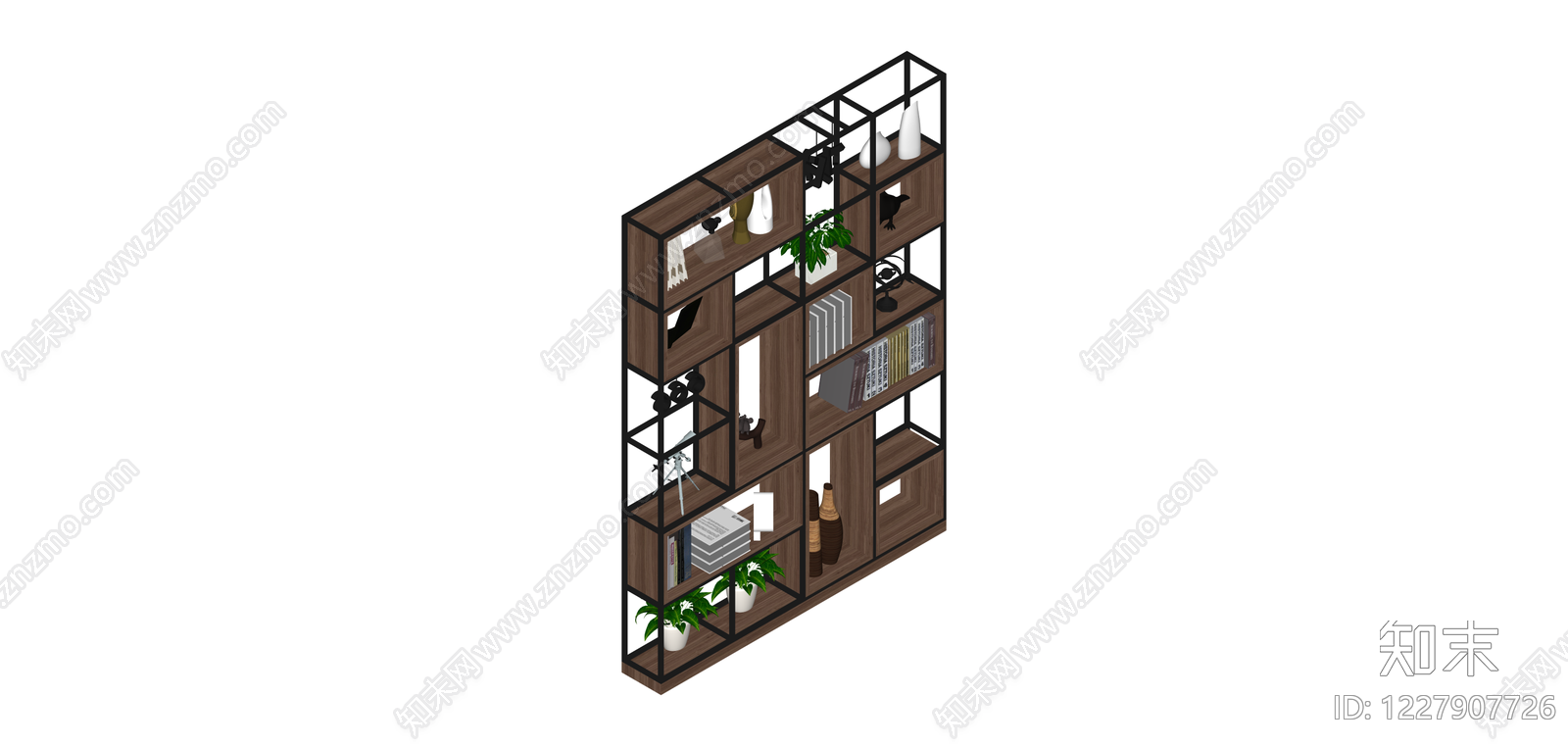 现代风格组合书架SU模型下载【ID:1227907726】