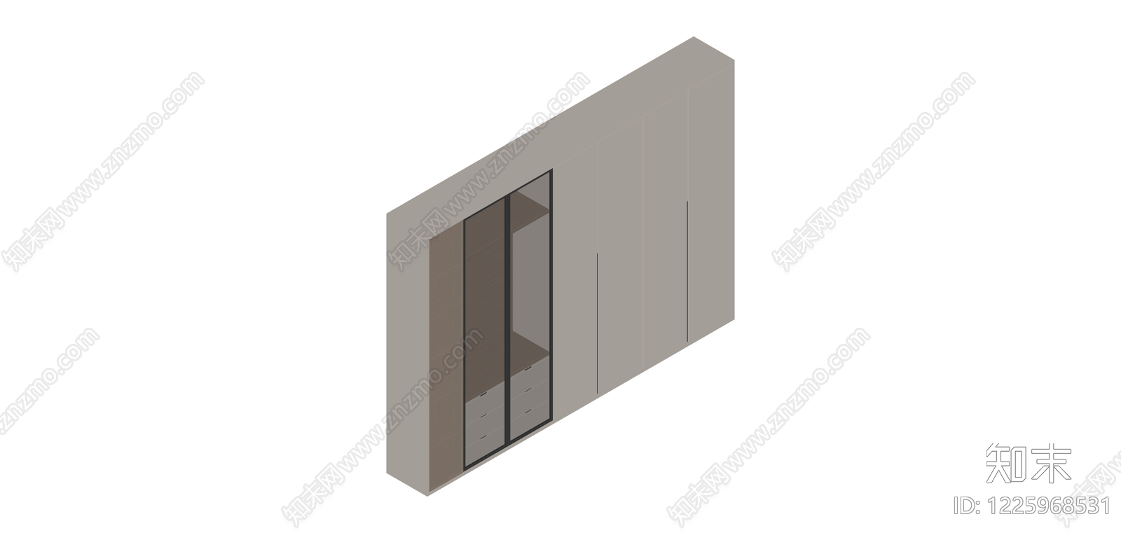 现代组合衣柜组件SU模型下载【ID:1225968531】