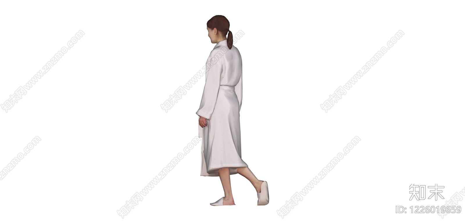穿浴袍行走女性模型SU模型下载【ID:1226019659】