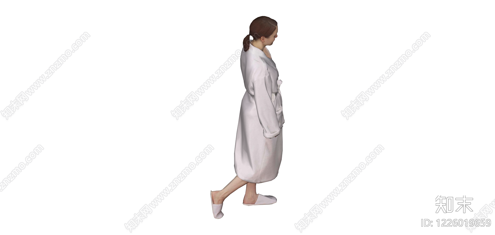 穿浴袍行走女性模型SU模型下载【ID:1226019659】