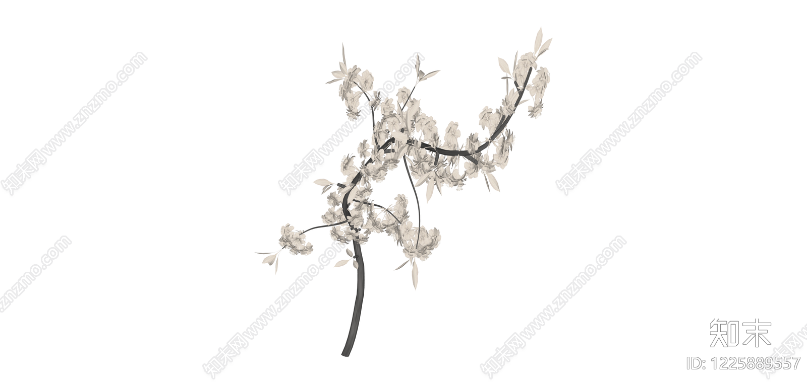 仿真樱花树枝SU模型下载【ID:1225889557】