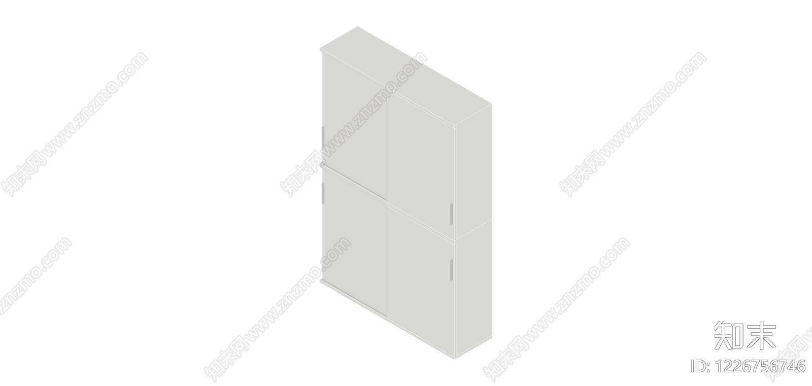 白色四门立柜SU模型下载【ID:1226756746】