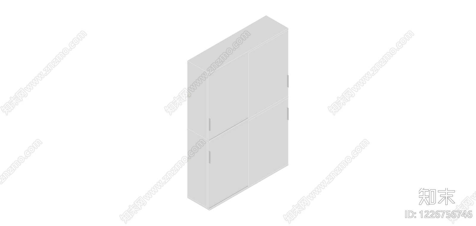 白色四门立柜SU模型下载【ID:1226756746】