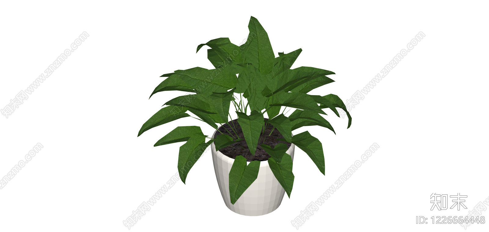 白盆绿植盆栽SU模型下载【ID:1226664448】