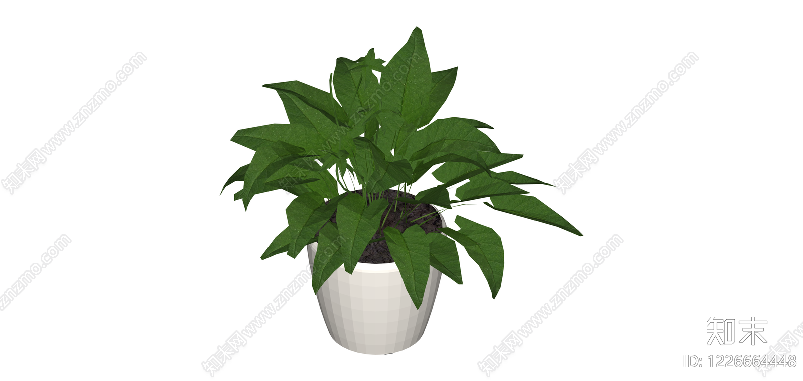 白盆绿植盆栽SU模型下载【ID:1226664448】