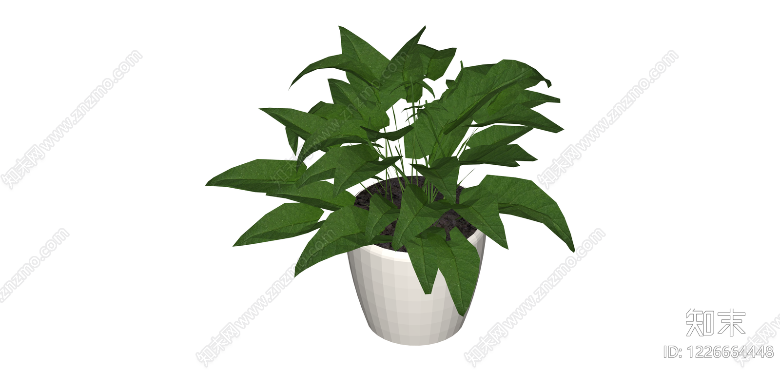 白盆绿植盆栽SU模型下载【ID:1226664448】