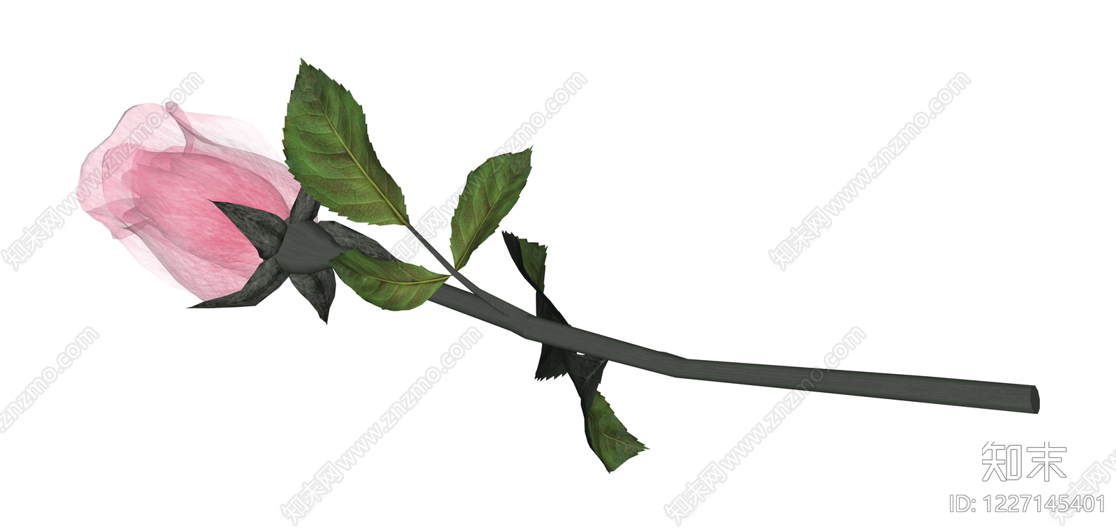 粉色半透明玫瑰花束SU模型下载【ID:1227145401】