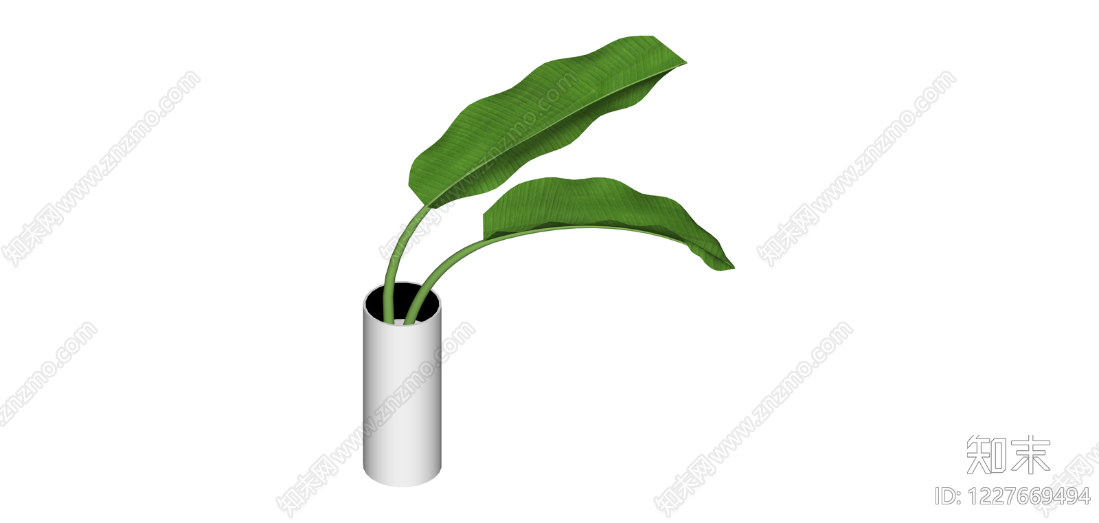 白模盆栽绿植SU模型下载【ID:1227669494】