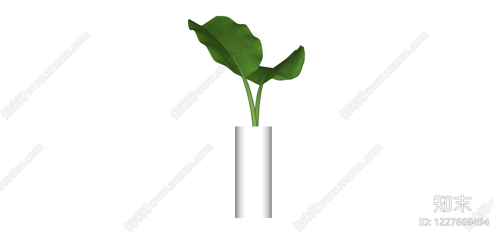 白模盆栽绿植SU模型下载【ID:1227669494】