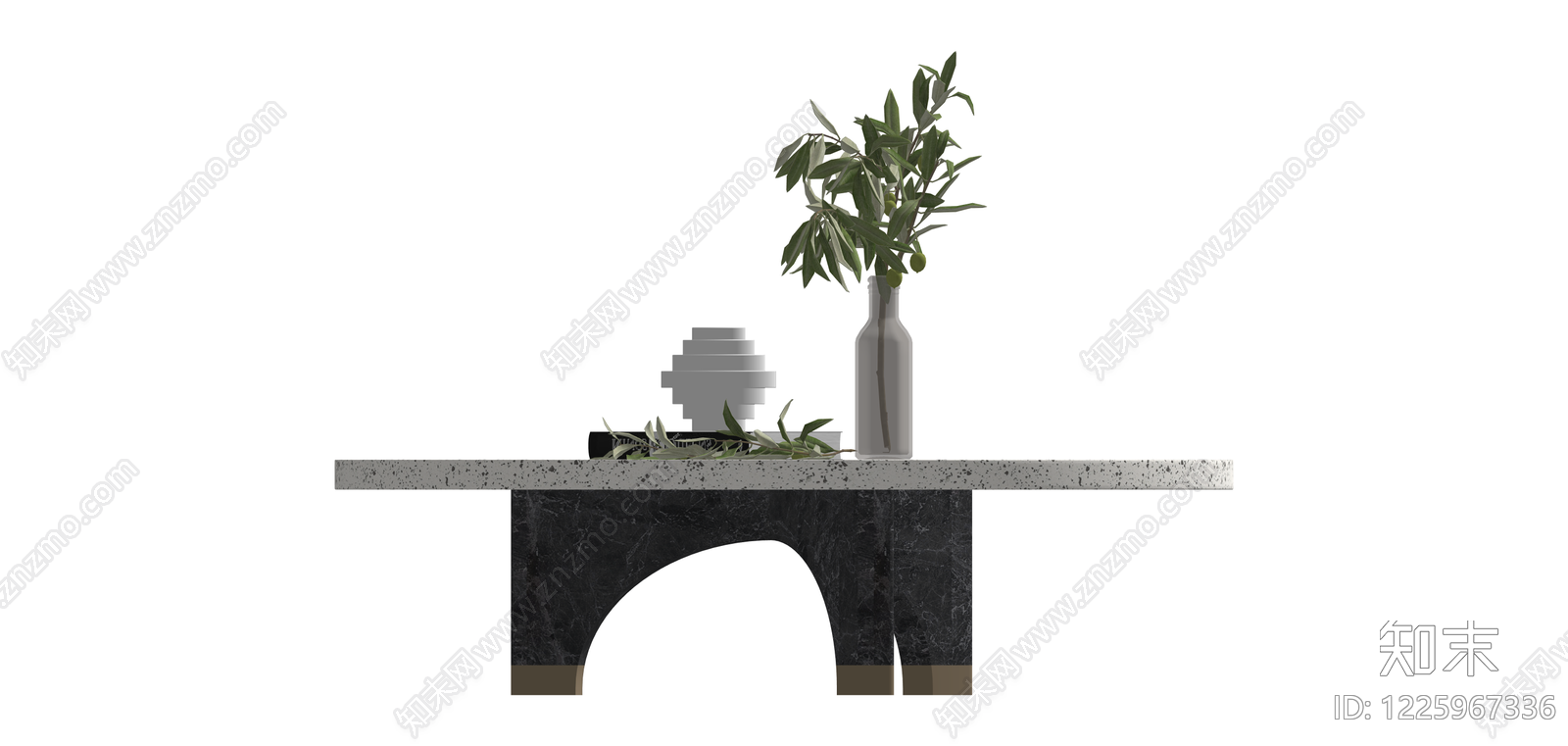 黑色大理石圆几SU模型下载【ID:1225967336】