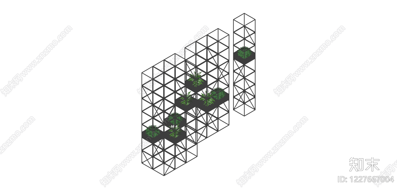 组合式绿植花架装置SU模型下载【ID:1227667004】