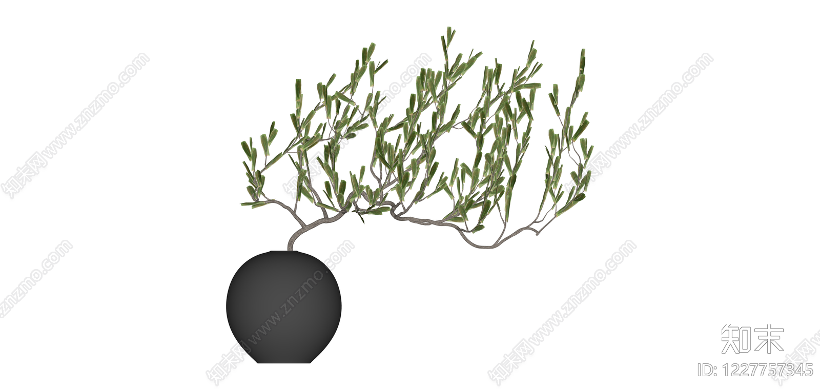 黑色圆球盆栽绿植SU模型下载【ID:1227757345】