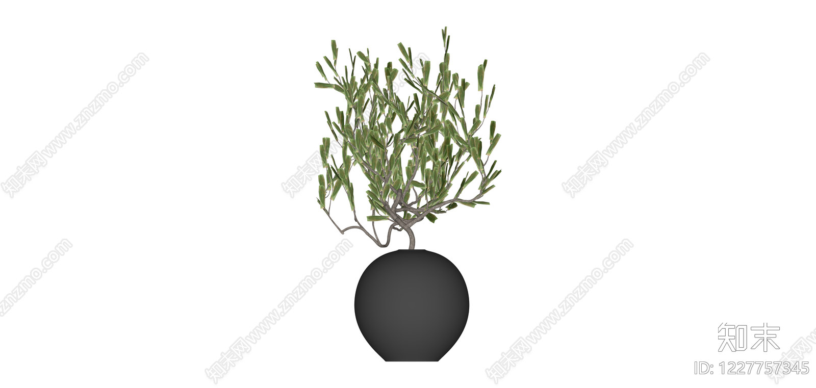 黑色圆球盆栽绿植SU模型下载【ID:1227757345】