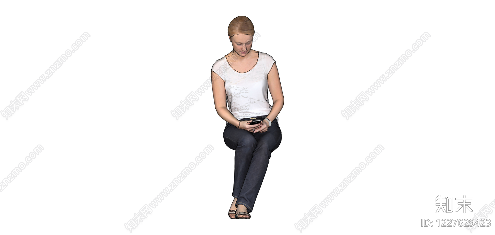 坐姿女性人物模型SU模型下载【ID:1227629423】