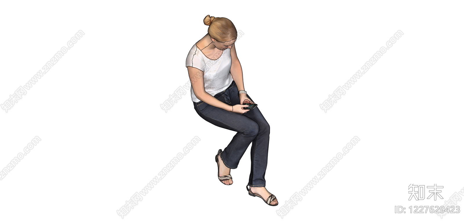坐姿女性人物模型SU模型下载【ID:1227629423】