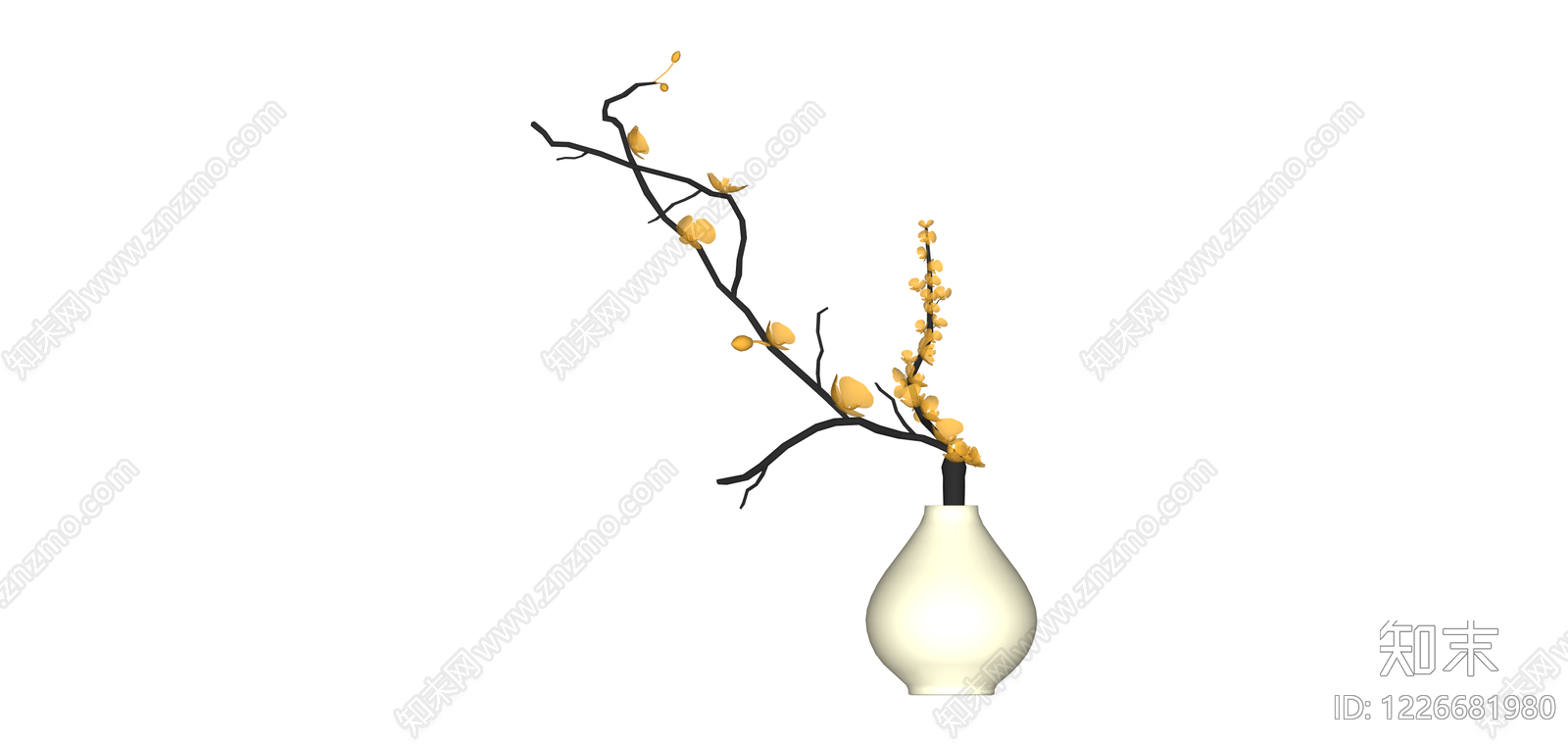 带盆插花花艺组合SU模型下载【ID:1226681980】