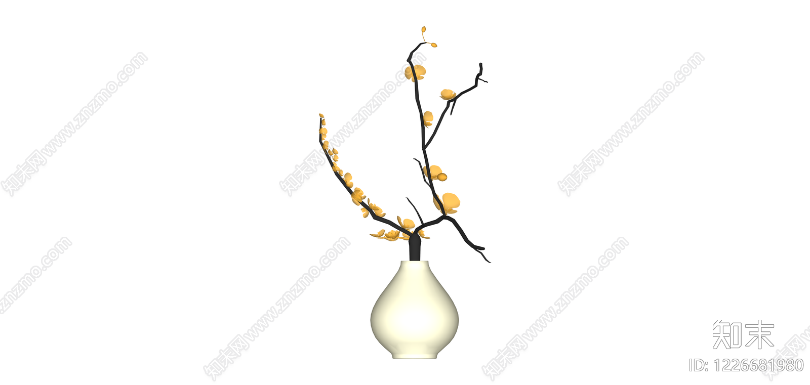 带盆插花花艺组合SU模型下载【ID:1226681980】
