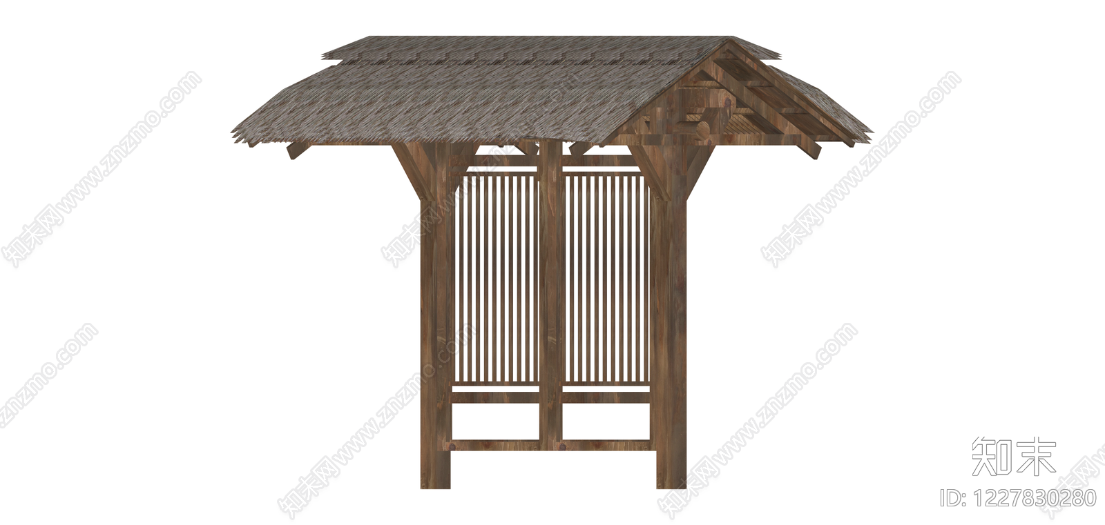 茅草顶木质凉亭SU模型下载【ID:1227830280】