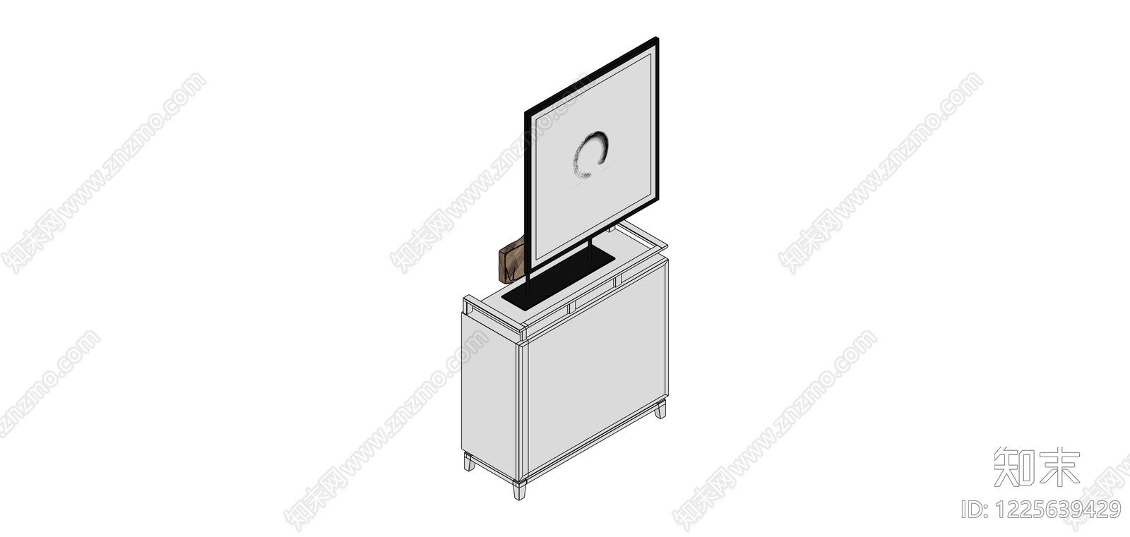 新中式玄关柜组合SU模型下载【ID:1225639429】