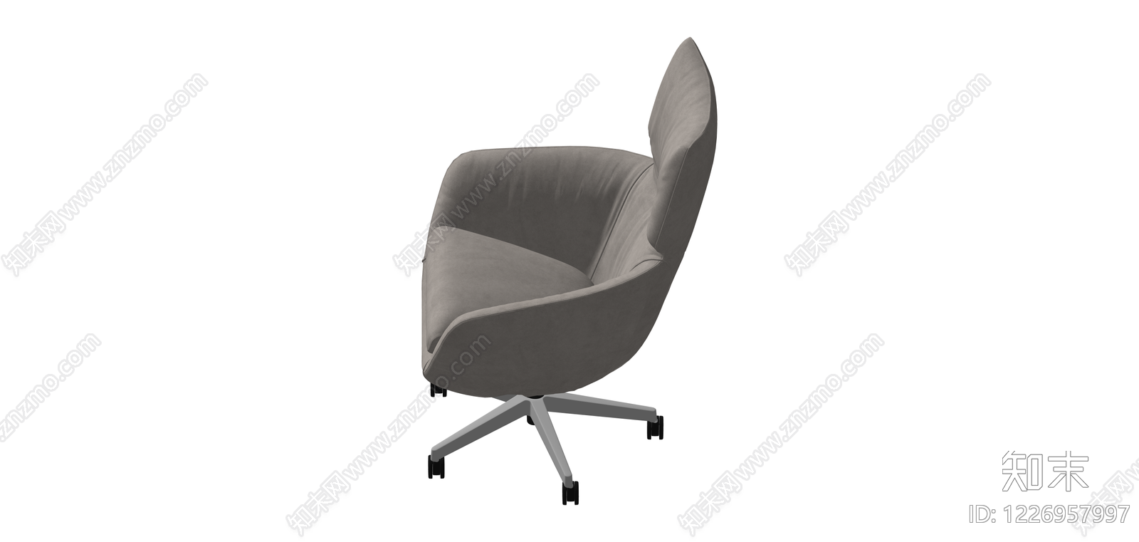 灰色布艺办公转椅SU模型下载【ID:1226957997】