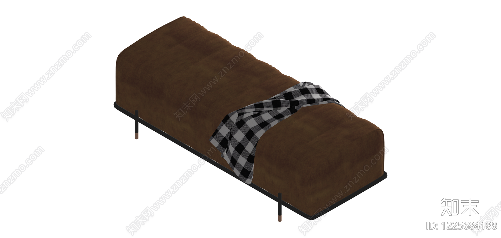 棕色布艺软包床SU模型下载【ID:1225684188】