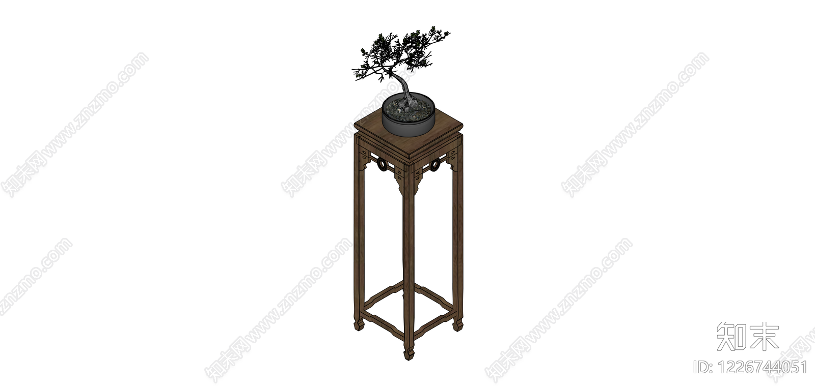 中式实木盆景架SU模型下载【ID:1226744051】