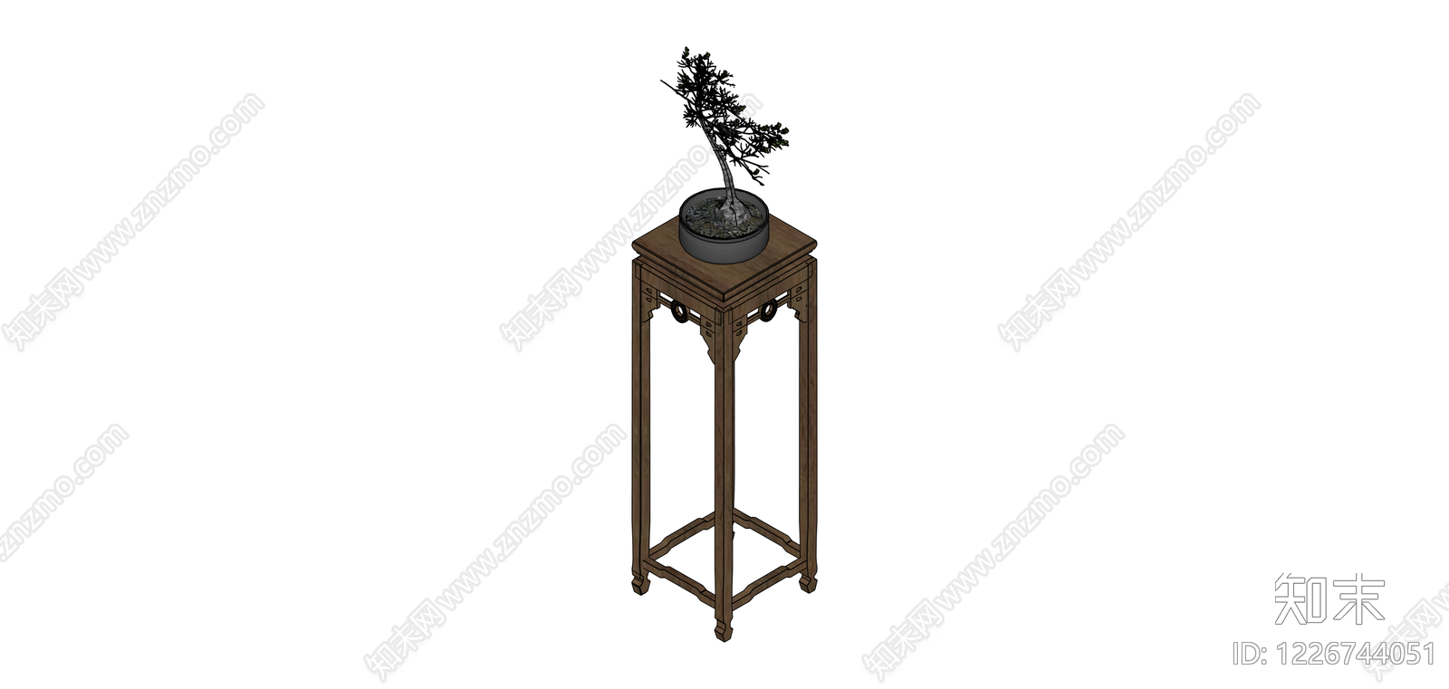中式实木盆景架SU模型下载【ID:1226744051】