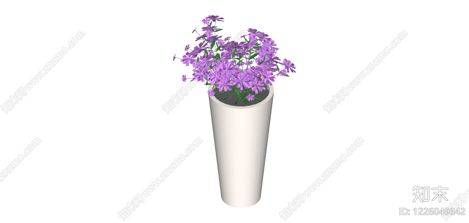 紫色花卉盆栽模型SU模型下载【ID:1226049642】